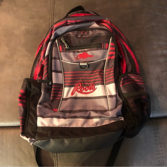Roots Handbags - Roots Red Grey and Black Backpack